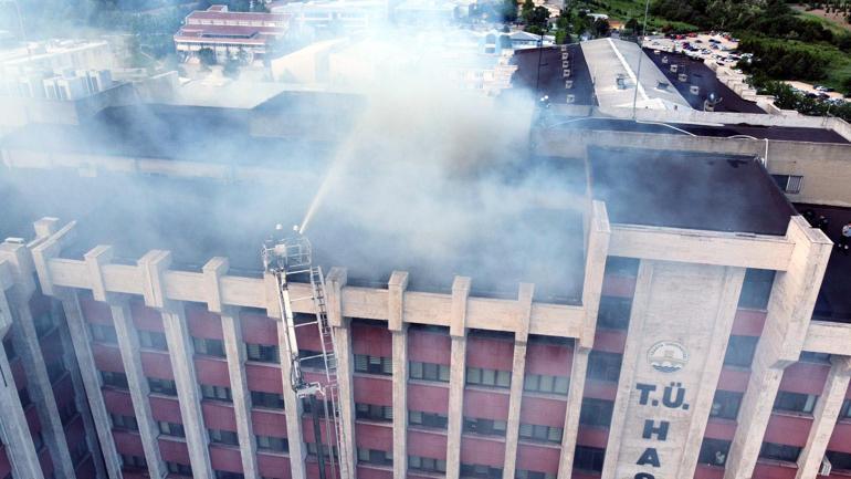 Trakya Üniversitesi Tıp Fakültesi Hastanesinin çatısında çıkan yangın kontrol altına alındı