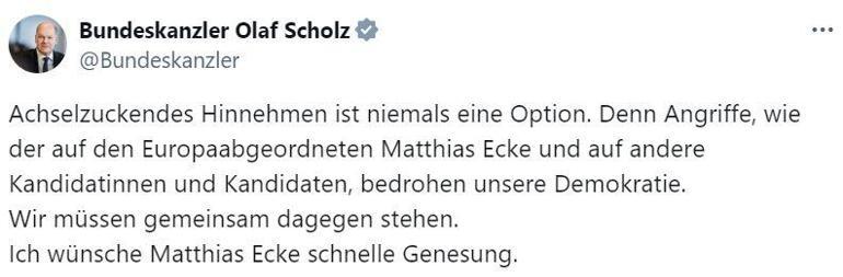 Alman milletvekili saldırıda ağır yaralandı, Scholz ve İçişleri Bakanı Faeser’dan açıklama