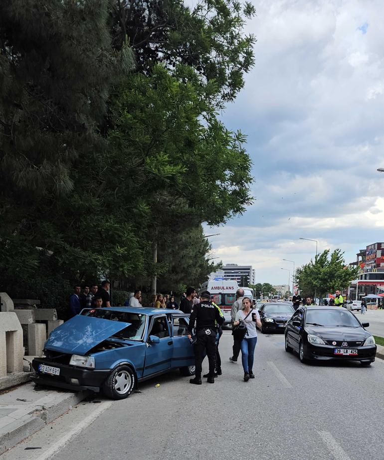 Edirnede otomobilin çarptığı kadının yaralandığı; sürücünün olay yerinden kaçtığı kaza anı kamerada