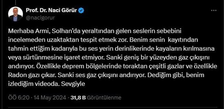 Prof. Dr. Görür: Bingöl’de yer altından gelen ses kayaların kırılmasına işaret etmiyor