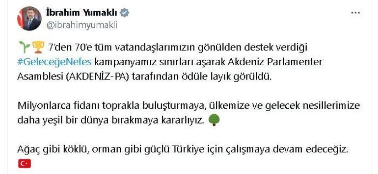 Geleceğe Nefes Projesi, Akdeniz-PA Ödülüne layık görüldü