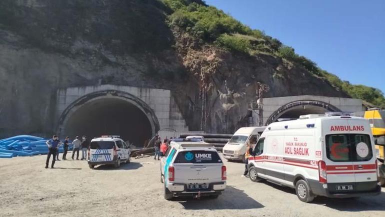 Trabzonda tünel inşaatında iskele çöktü: 1 işçi yaralı