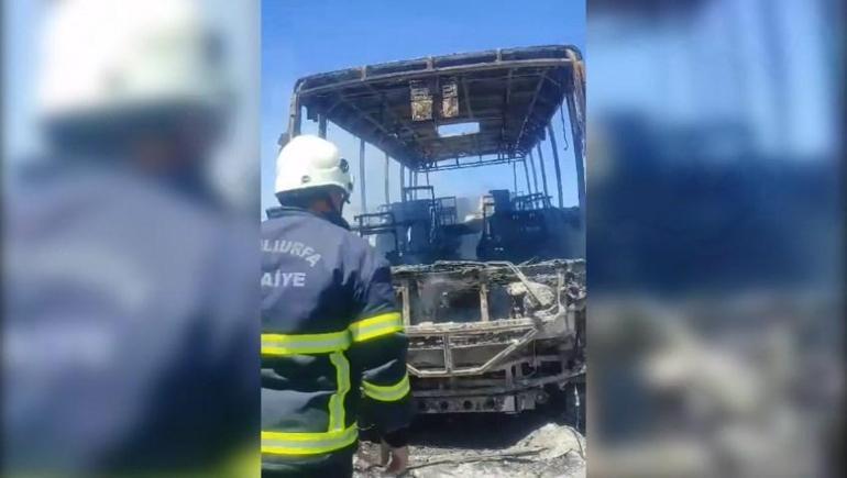 Seçimin yapıldığı Hilvana giden polisleri taşıyan midibüs yandı