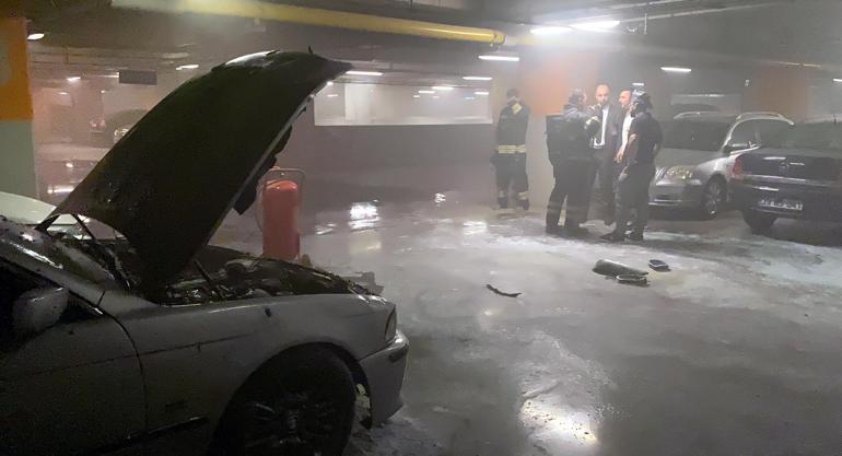 Edirnede AVM otoparkında otomobil yangını; 3 güvenlik görevlisi dumandan etkilendi