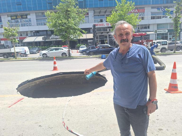 Ankarada yol çöktü; 5 metre çapında ve 10 metre derinliğinde çukur oluştu