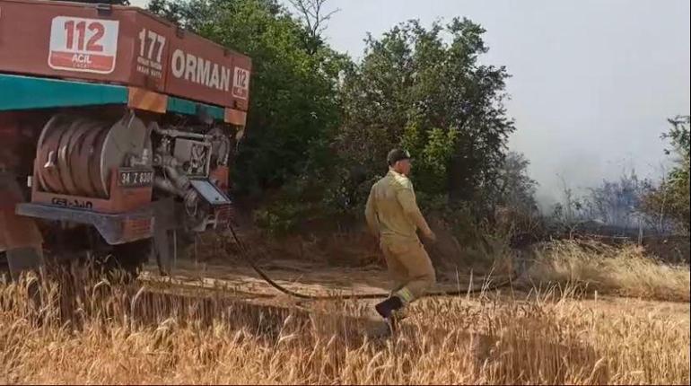 Edirnede yangın; 90 dekar tarım ve mera alanı zarar gördü