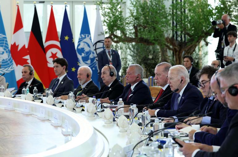 Cumhurbaşkanı Erdoğan, G7’de liderle sohbet etti