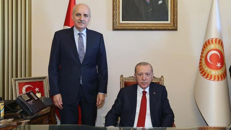 Cumhurbaşkanı Erdoğan, TBMM Başkanı Kurtulmuşu ziyaret etti