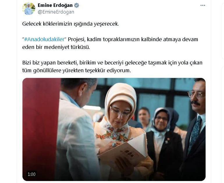 Emine Erdoğandan Anadoludakiler projesine ilişkin paylaşım