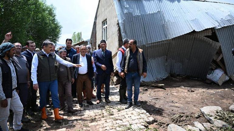 Erzurum’daki selde, 4 ev ve 4 ahır zarar gördü, 19 hayvan öldü