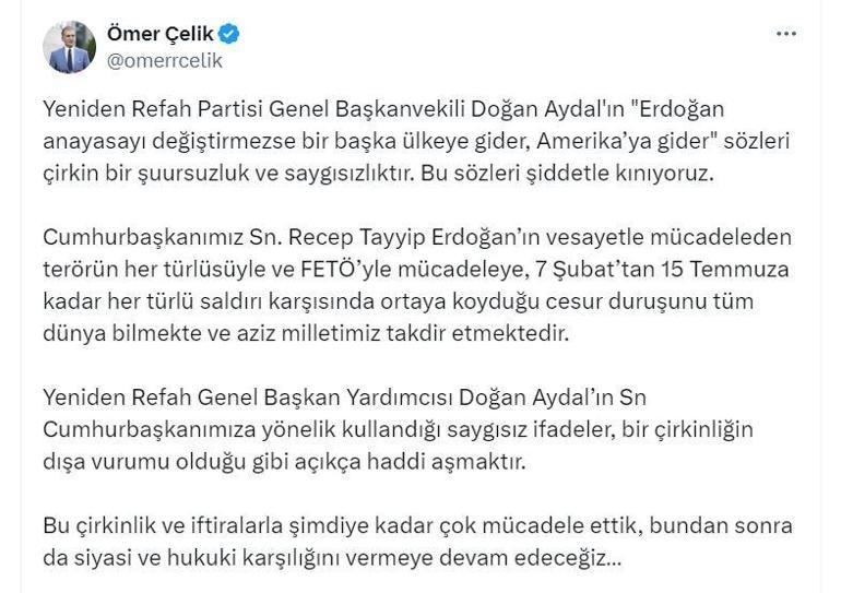 AK Partili Çelikten YRPli Aydala tepki