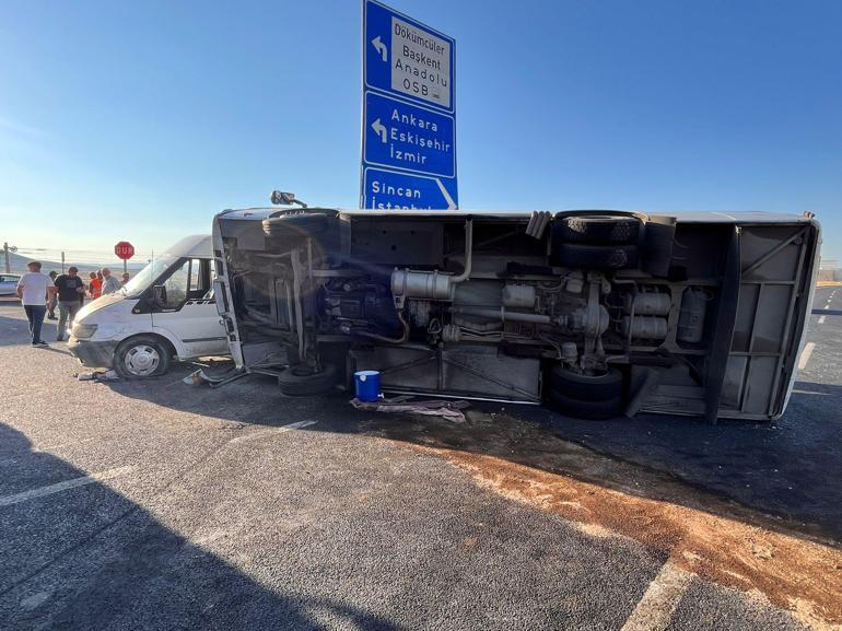 Ankarada tarım işçilerini taşıyan otobüs ile minibüs çarpıştı; 1 ölü, 16 yaralı