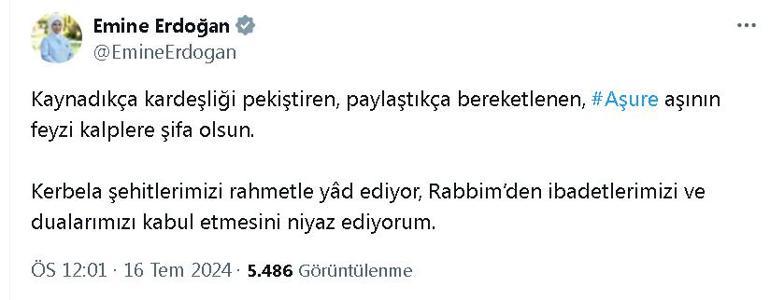 Emine Erdoğandan, Aşure Günü mesajı