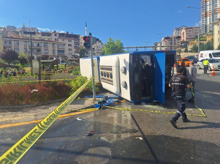 Ankarada belediye otobüsü devrildi: 5 yaralı