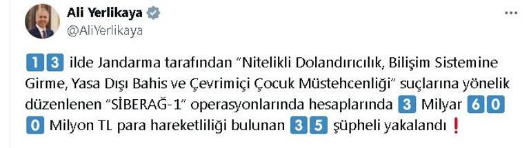 13 ildeki Siberağ-1 operasyonlarında 35 şüpheli yakalandı