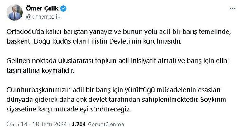 AK Partili Çelik: İsrailli bakanın provokasyonu son derece kışkırtıcı bir eylem