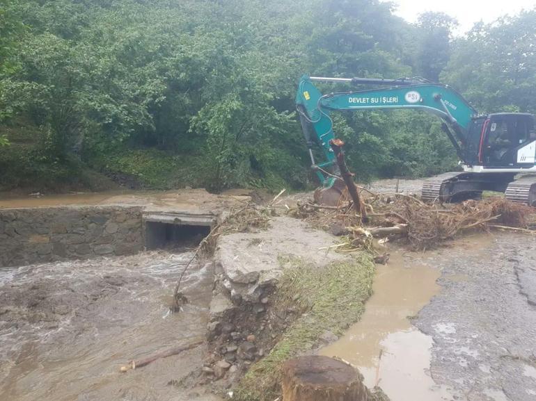 Trabzon ve Giresunda sel sonrası yollar temizleniyor, hasar tespitine başlandı