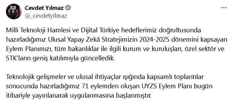 Cumhurbaşkanı Yardımcısı Yılmaz: UYZS Eylem Planının uygulanmasına başlandı