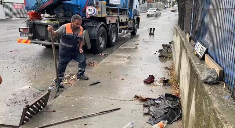 Eyüpsultanda etkili olan sağanak yağış yolları göle çevirdi