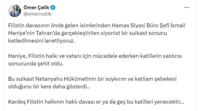 AK Partili Çelik: Haniyenin katledilmesini lanetliyoruz