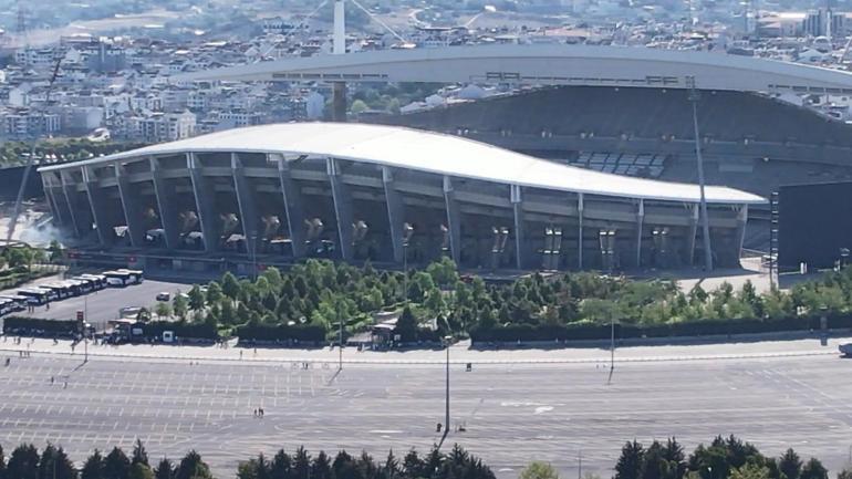 Süper Kupa finali için taraftarların Olimpiyat Stadına ulaşması havadan görüntülendi