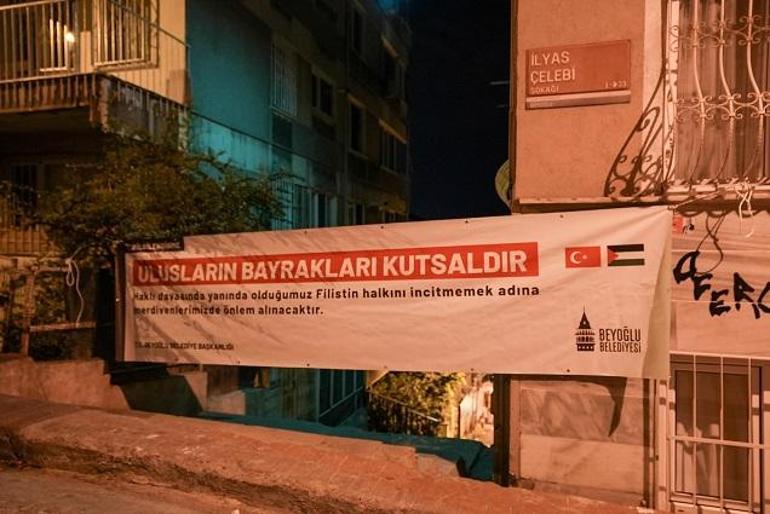 Beyoğlu Belediyesi, Cihangir merdivenlerine resmedilen Filistin Bayrağı’na ilişkin açıklama yaptı