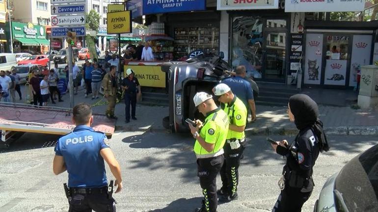 Maltepe’de kontrolünü kaybeden cip dükkana çarptı: 3 Yaralı