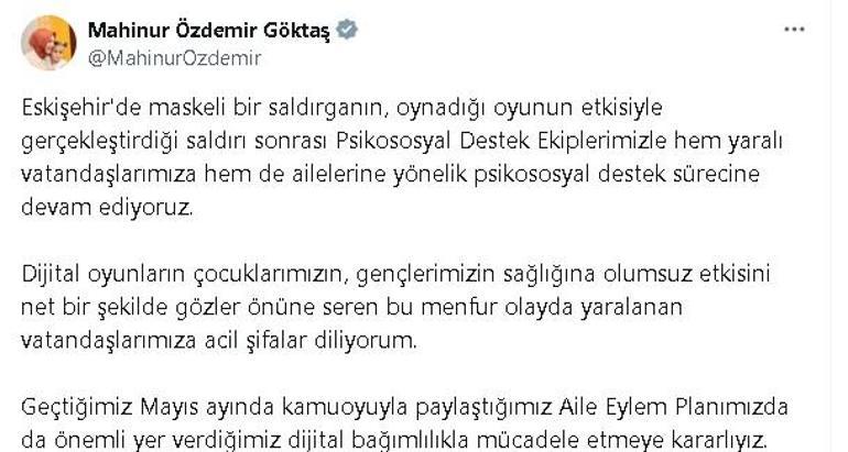 Bakan Göktaş: Eskişehirdeki saldırı sonrası psikososyal destek sürecine devam ediyoruz