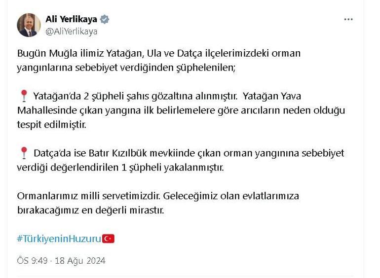 Muğlanın 2 ilçesinde orman yangını