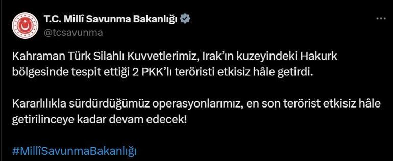 MSB: 2 terörist etkisiz hale getirildi
