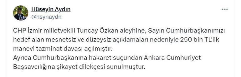 Cumhurbaşkanı Erdoğandan CHPli Özkana tazminat davası