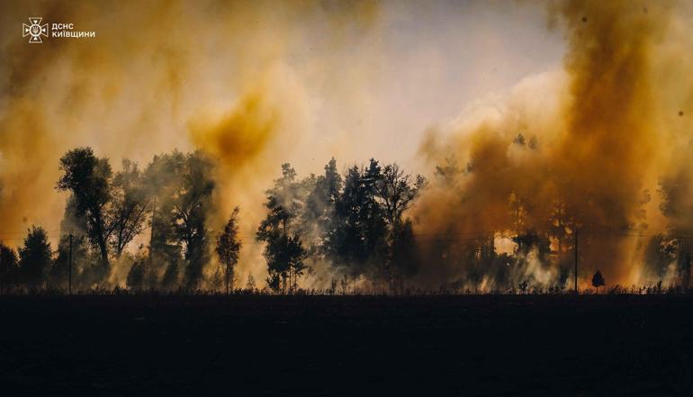 Kiev bölgesinde çalı yangını: Ekipler bir köyü harap olmaktan kurtardı