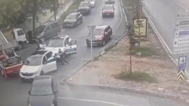 Kocaelinde polis aracına çarparak kaçan şüpheliler Başakşehirde yakalandı