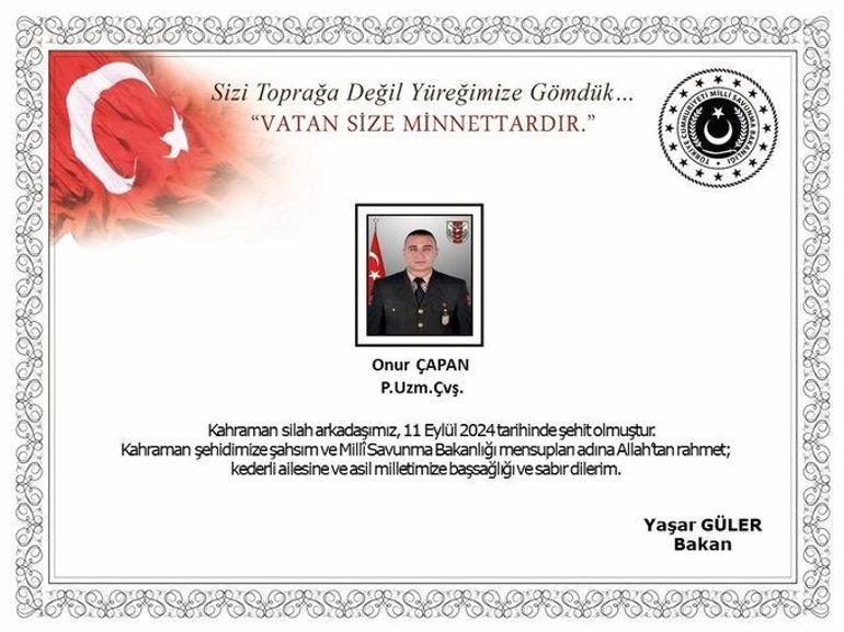 MSB: Zeytin Dalı Harekatı bölgesinde 1 asker şehit oldu