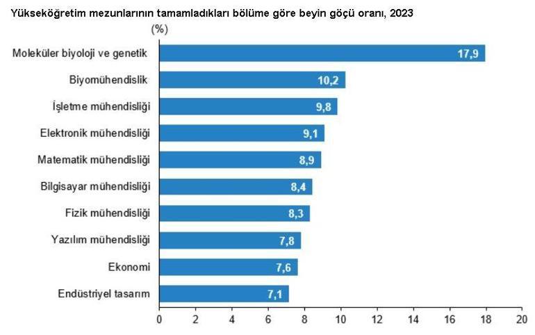 TÜİK: Yükseköğretim mezunlarının yüzde 2si yurt dışına yerleşti