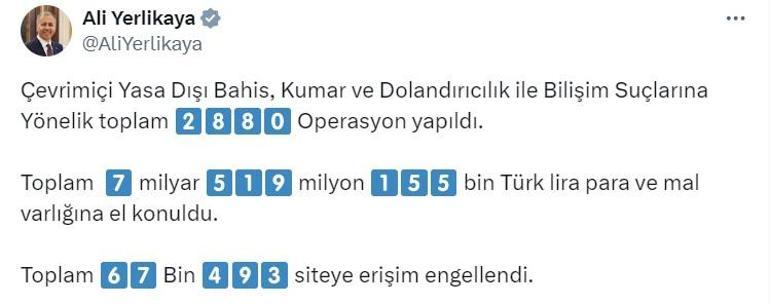 Bilişim suçları operasyonlarında 7,5 milyar lira ve mal varlığına el konuldu