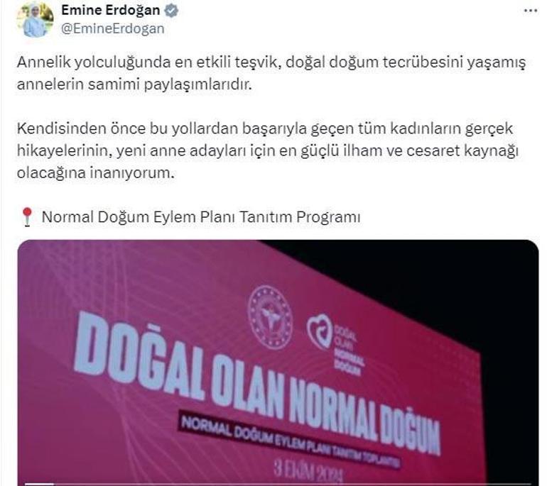 Emine Erdoğandan Normal doğum paylaşımı