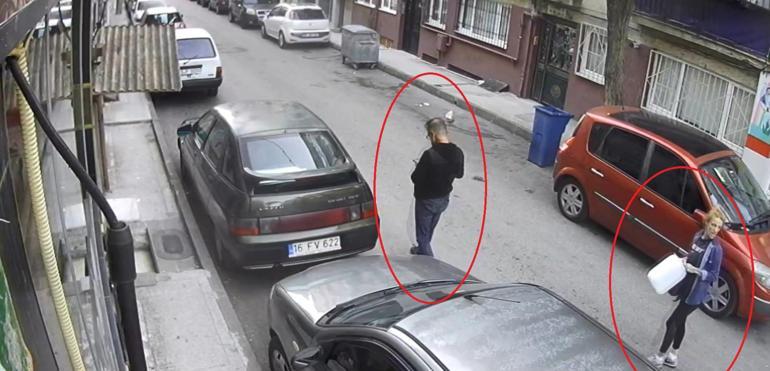 Çalmak istedikleri otomobili çalıştıramayınca, iterek götürdüler; o anlar kamerada