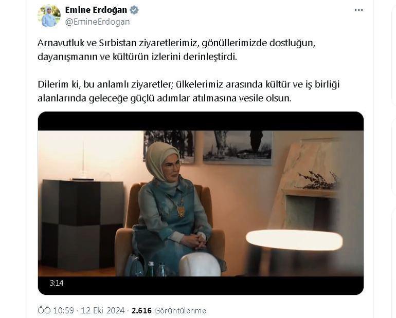 Emine Erdoğandan Sırbistan ve Arnavutluk ziyareti paylaşımı