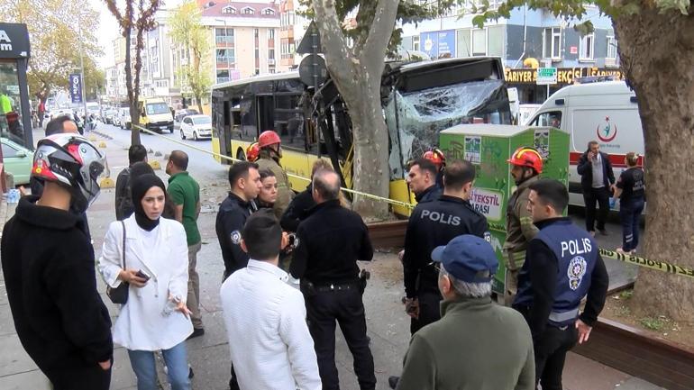 Bahçelievlerde İETT otobüsü ağaca çarptı, 7 yaralı