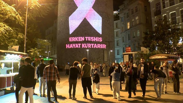 Meme kanseri farkındalık ayı; Galata Kulesi’ne pembe kurdele yansıtıldı