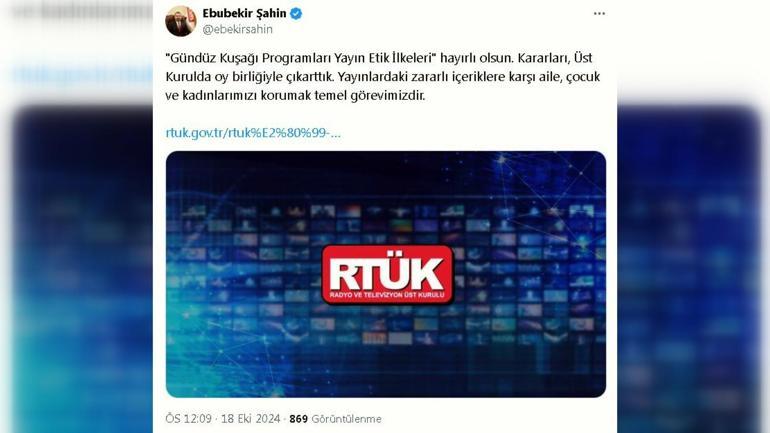 RTÜKten gündüz kuşağı programlarına etik ilke kararları sınırlaması