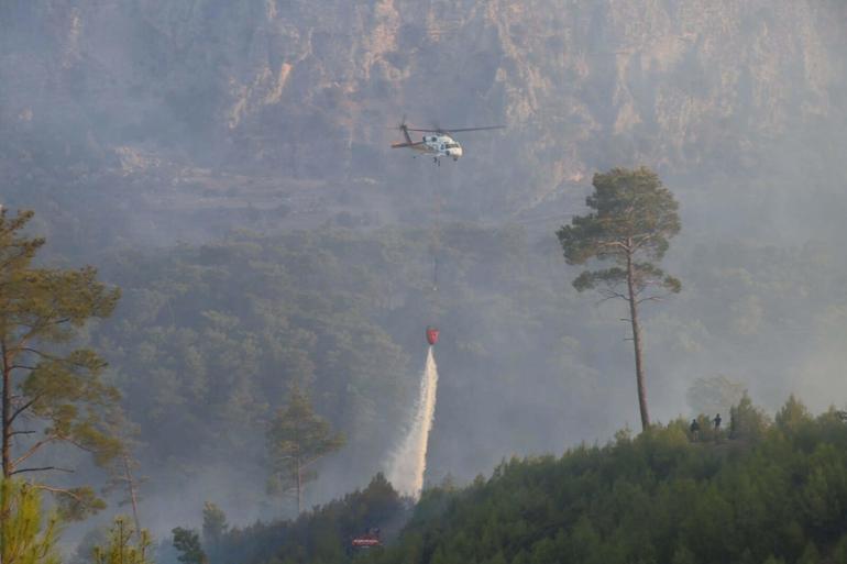 Muğlanın Menteşe ilçesinde orman yangınına müdahale sürüyor