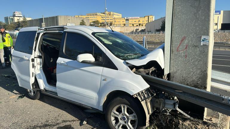 Bariyer hafif ticari araca ok gibi saplandı: 1 yaralı