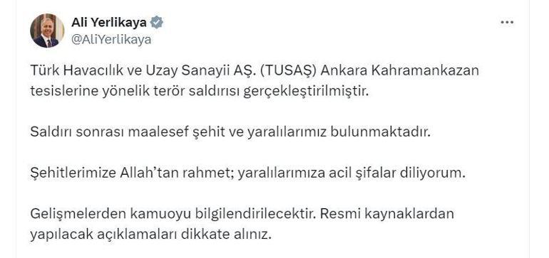 TUSAŞa terör saldırısı; 4 şehit, 14 yaralı