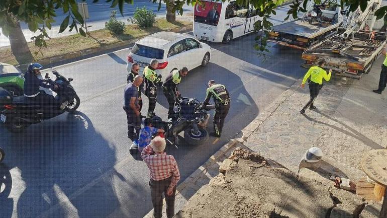 Bodrum’da ceza yazılan motosiklet sürücüsü polis motosikletini devirdi, o anlar kamerada