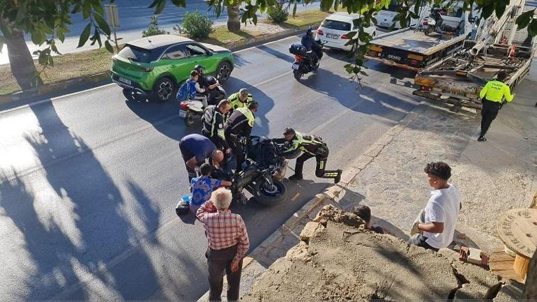 Bodrum’da ceza yazılan motosiklet sürücüsü polis motosikletini devirdi, o anlar kamerada