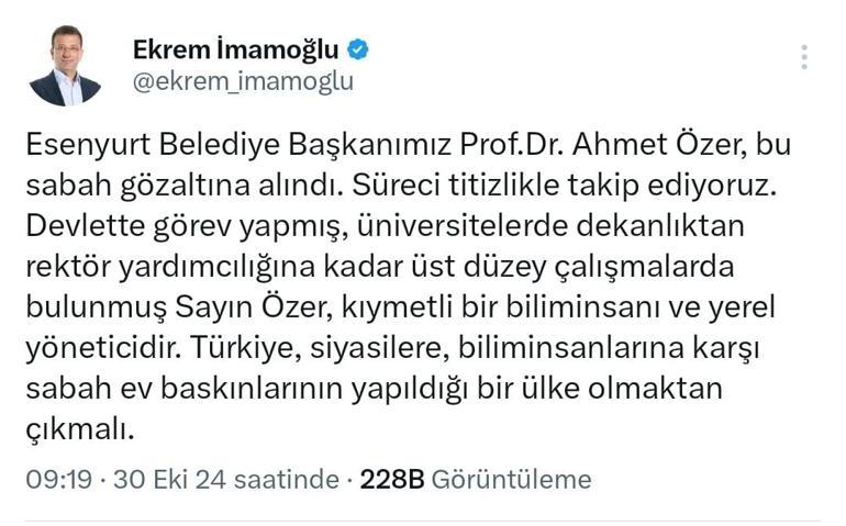 Esenyurt Belediye Başkanı Ahmet Özer tutuklandı