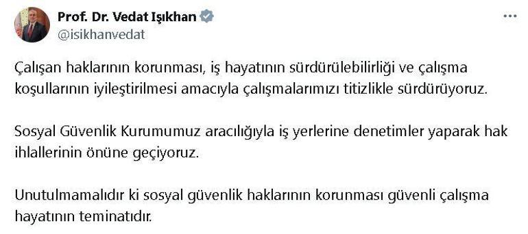 Bakan Işıkhan: İş yeri denetimlerinde 1,6 milyar lira idari para cezası uygulandı