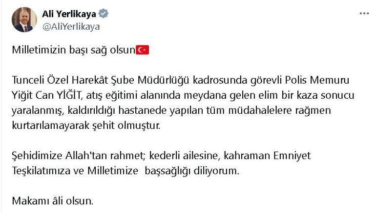 Tuncelide atış eğitim alanında yaralanan polis memuru şehit oldu